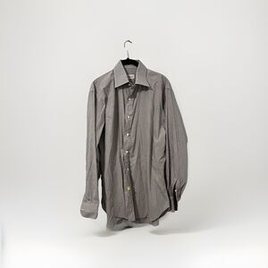 Brioni Plaid Men Dress Shirt. Made In Italy. Sz 15.5 Cotton Blend